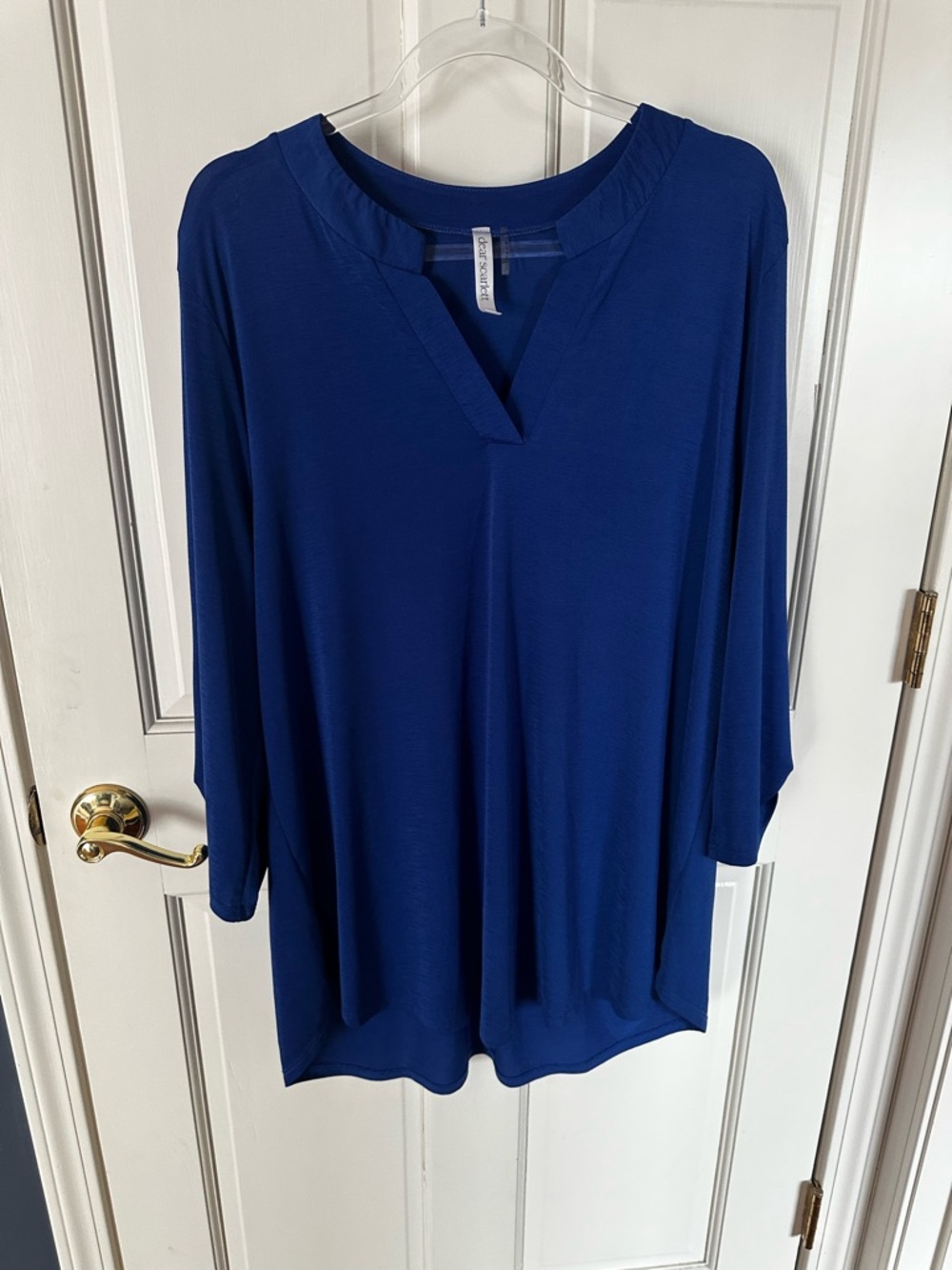 Scarlett Royal Blue Split-Neck Tunic Top